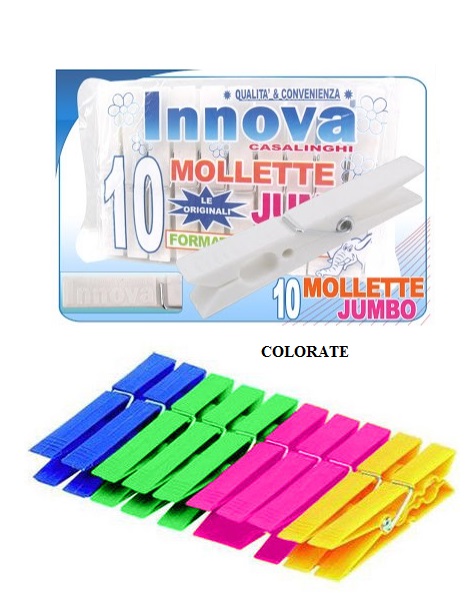 Mollette per Bucato in plastica JUMBO 12Pz
