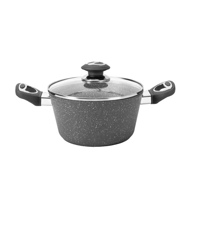 Casseruola Antiader.C/Cop. 24Cm Effet.Pietra