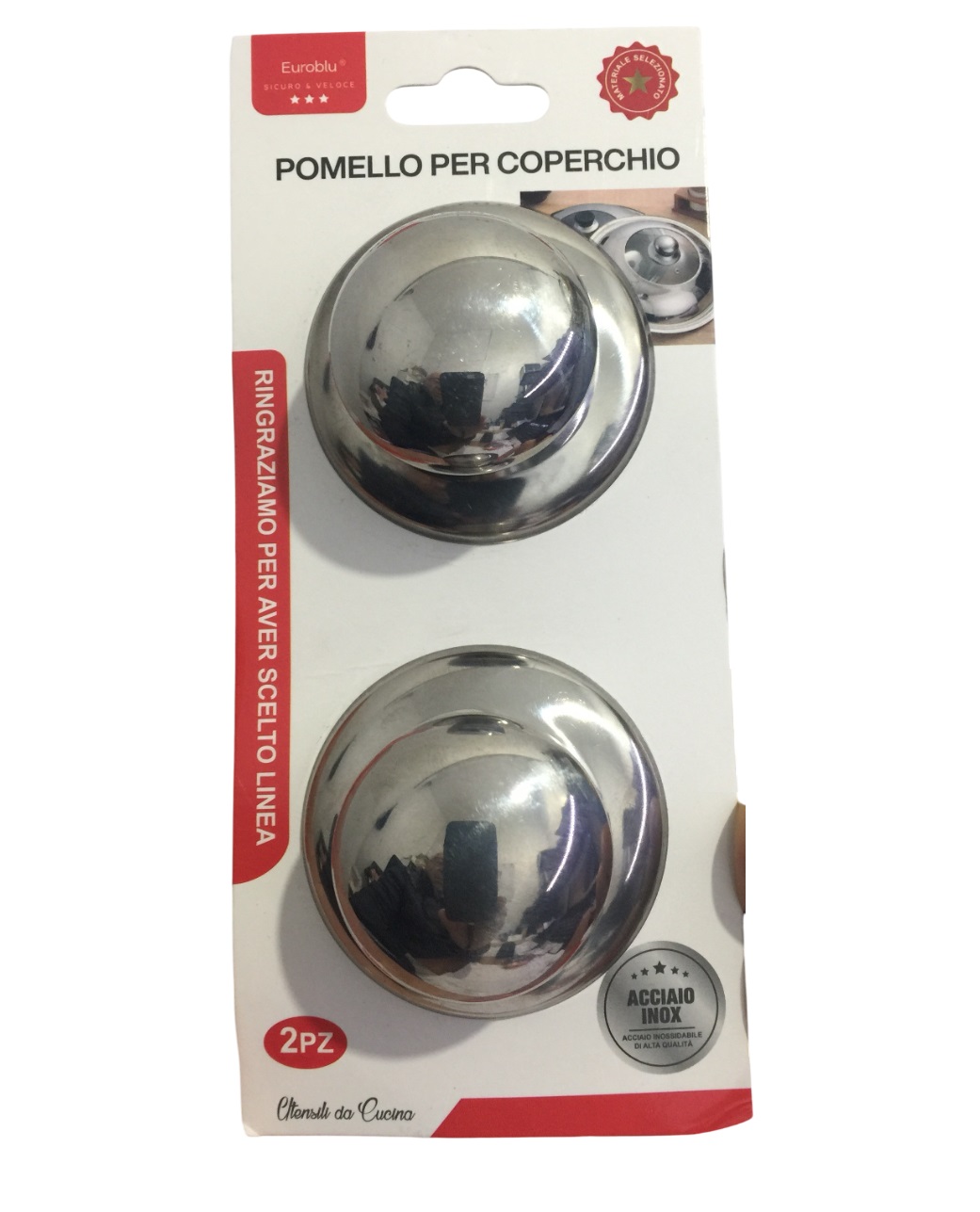 Pomello per Coperchio in acciaio inox 2Pezzi