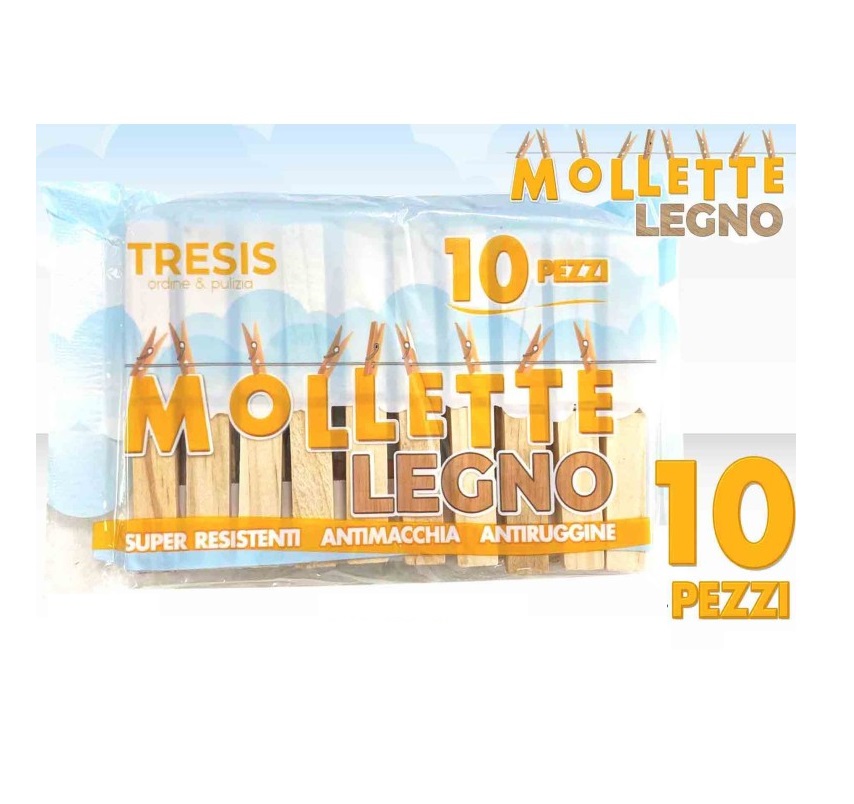 Mollette per Bucato in Legno 10Pz TRESIS