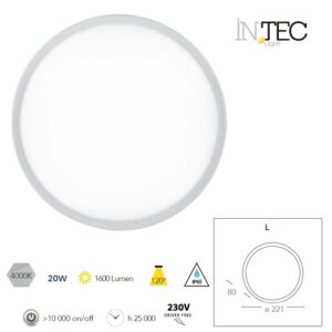 Plafoniera a Led da 20W Opale Rotonda