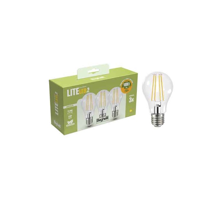 Lampadina Led E27 7W Filamento 3Pz Beghelli