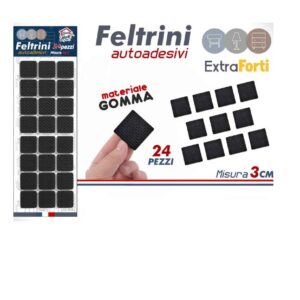 Feltrino Sottosedie 30x30 Gomma Adesivo 24Pz