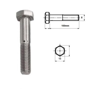 Bulloni TE 8x100 10Pz Parzialmente Filettato