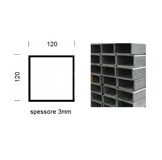 Tubolare 120x120x3mm al metro