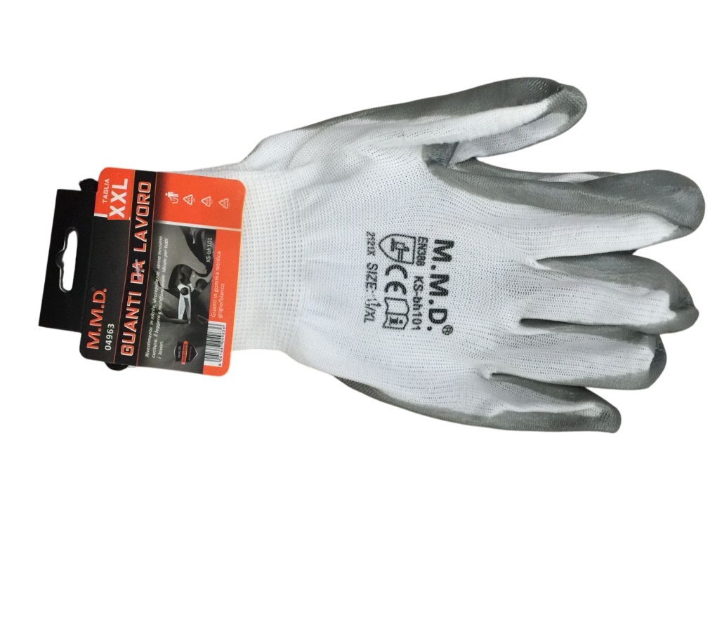 Guanti Taglia 11 XXL Nylon M.M.D grigio/bian