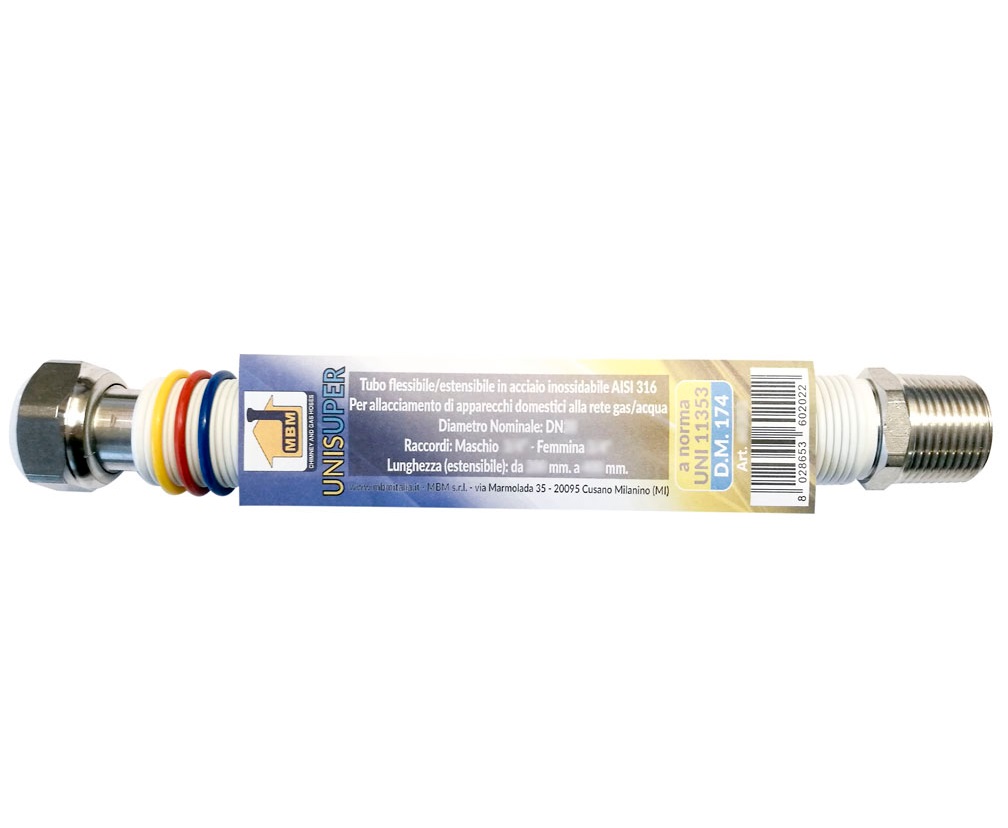 Flessibile Inox 1/2 20-40Acqua-Gas Rivestito