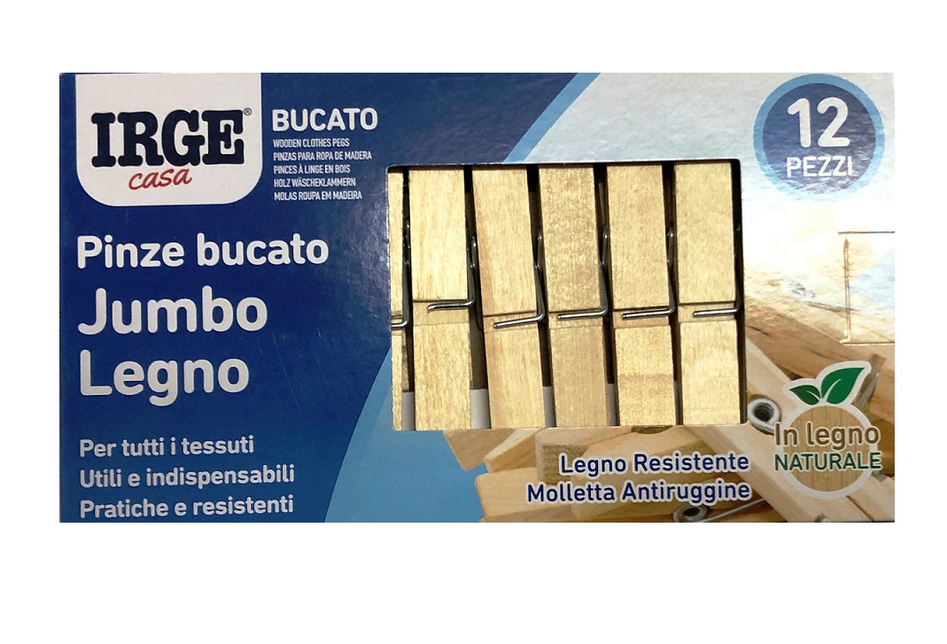Mollette per Bucato in Legno MAXI JUMBO 12Pz