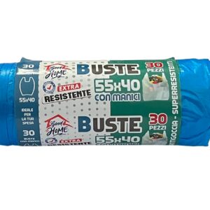 Sacchi Spazzatura/Spesa 55x40 Blu 30Pz c/Man